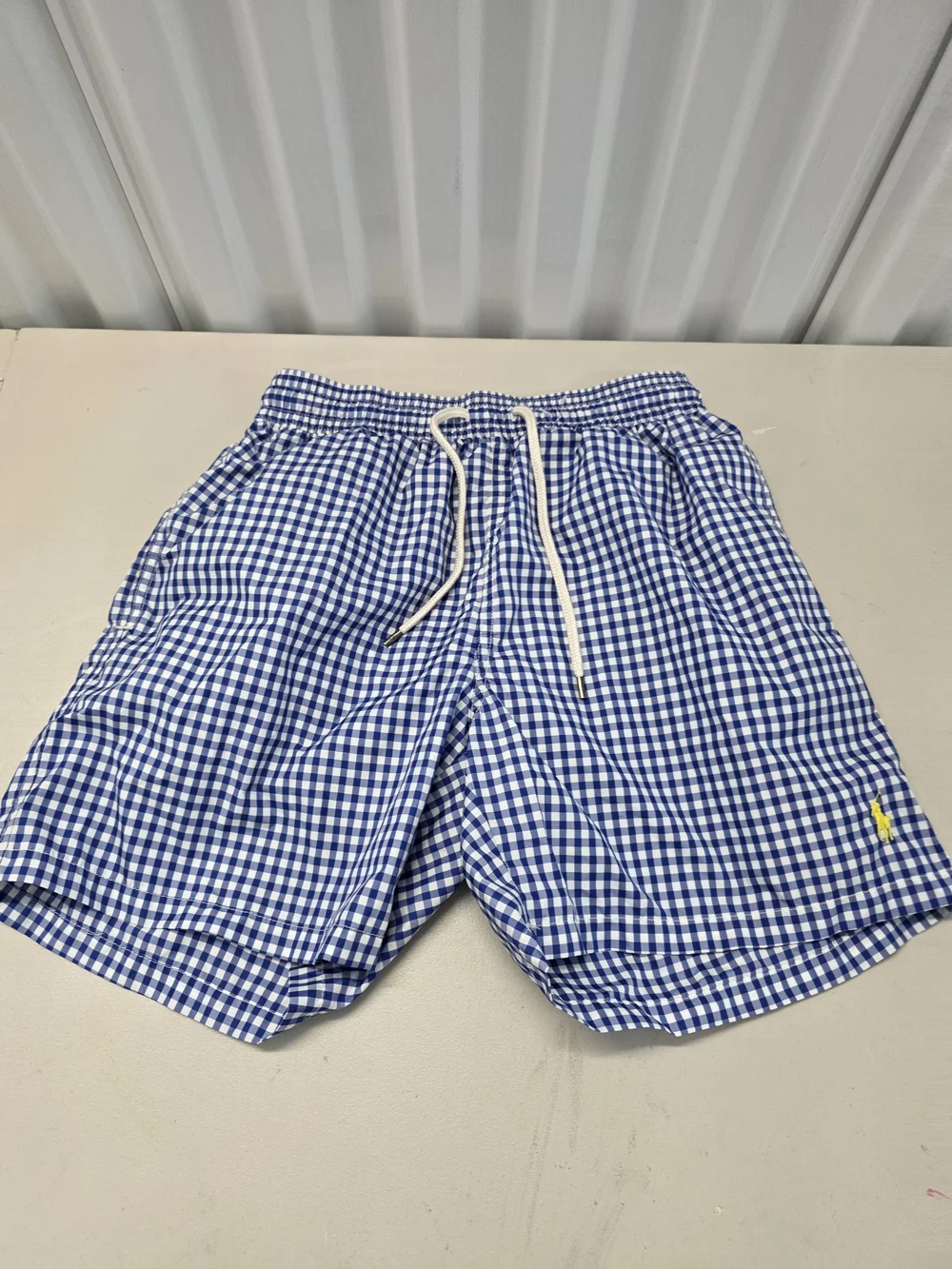 Polo Ralph Lauren Swimming Shorts Mesh Lined Blue Relaxed Gingham Men's Size Med